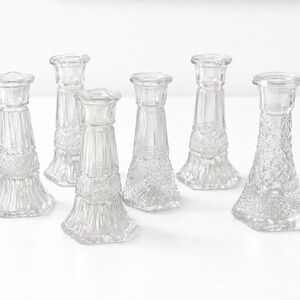 Set of 6 Vintage Glass Bud Vases | Small Decorative Vases